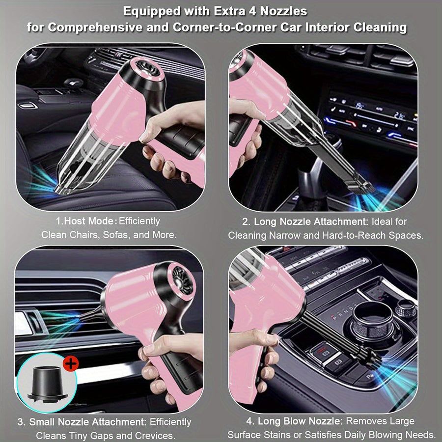 high suction pink 3 in 1 car vacuum cleaner