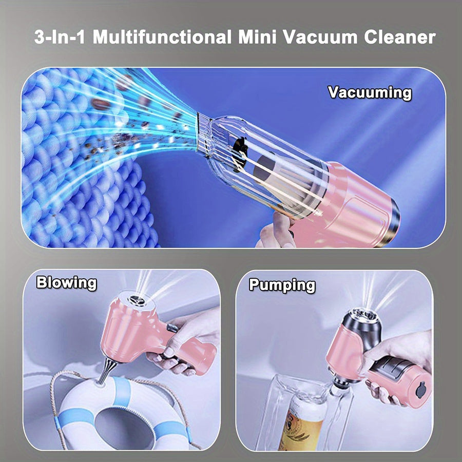 high suction pink 3 in 1 car vacuum cleaner